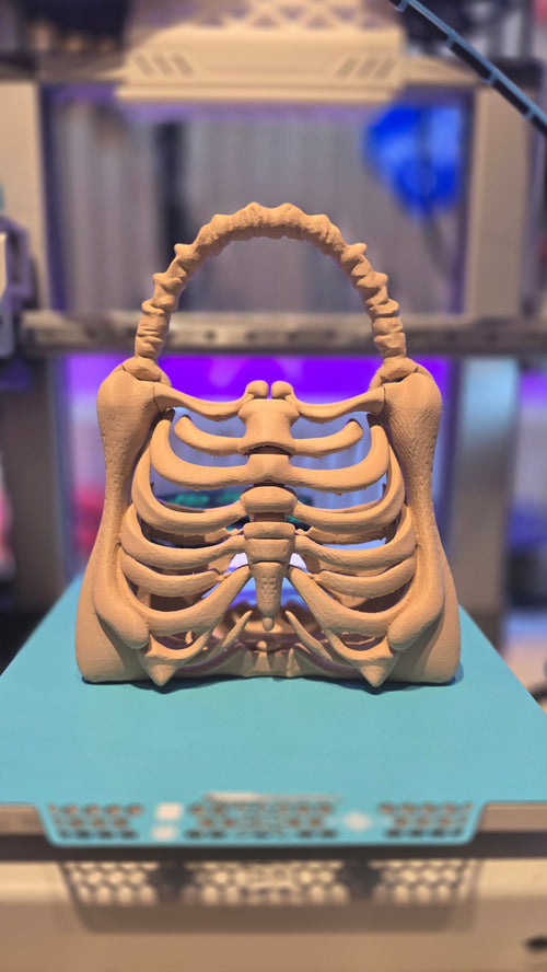 3D Printed Skeleton Bag - Unique Halloween Accessory with Detailed Bone Design for Festive Outfits